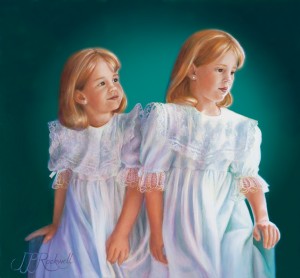 Custom Oil Portrait Painting: 2 little girls by oil portrait artist Jessica Rockwell