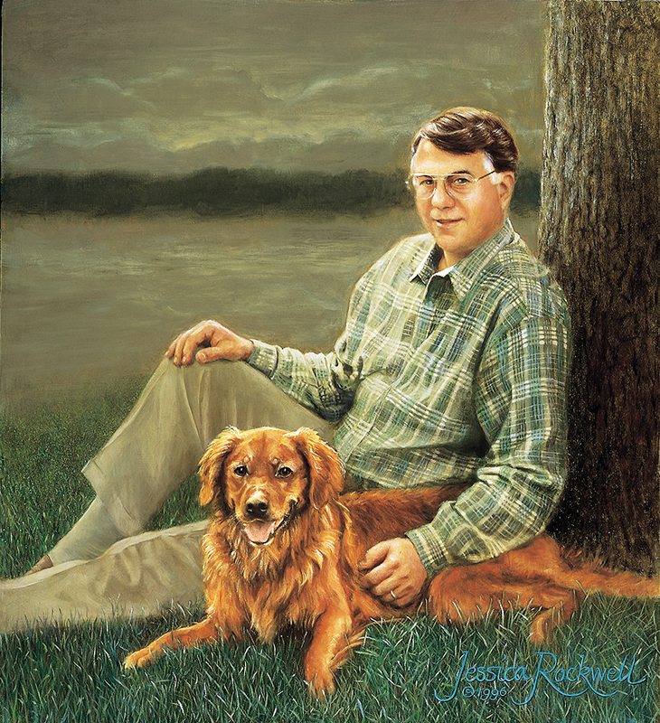 Custom Painted Portrait of Man and His Dog