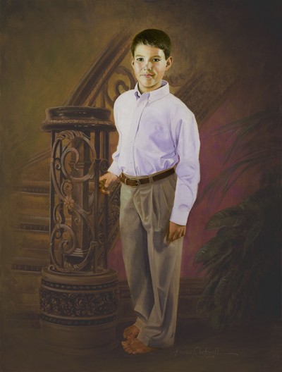 Custom Portrait in Oil of Boy by a Staircase