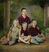Children Portrait Painting of Four