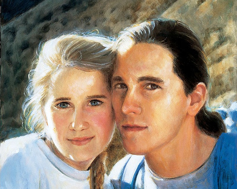 commission oil portrait of brother and sister