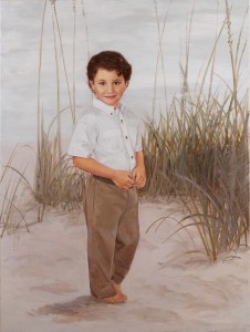 son's oil portrait at the beach