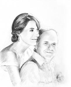 charcoal portrait wedding couple