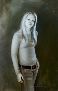 casual oil portrait in jeans